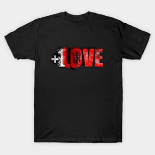 Plus 1 LOVE scatter design T-Shirt